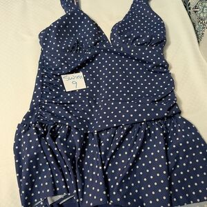 Jaclyn Smith Blue Polka Dot Swimsuit